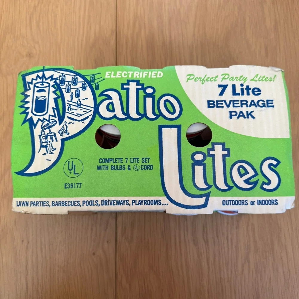 VTG Pepsi Patio Lites Electric 7 Lite Beverage Pak‎ Party String Lights Complete